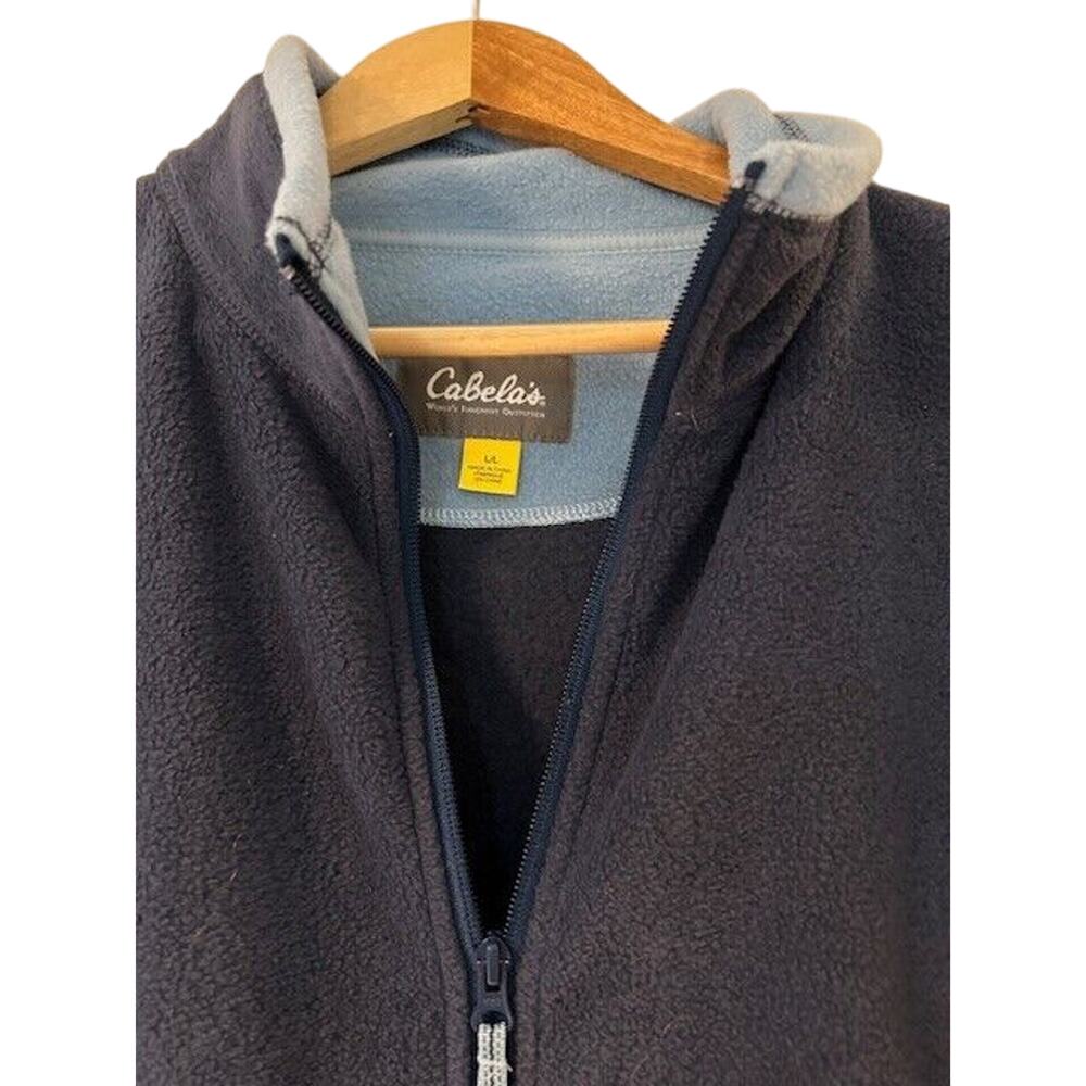 CABELA'S Men's Fleece Jacket LARGE Blue Embroidered Logo Full Zip Coat